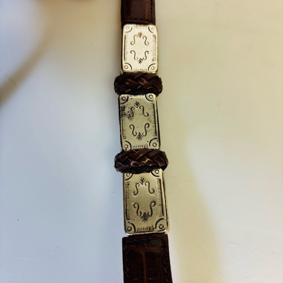 Brighton’s Women’s 90307 Silver Leather Croc Embossed Silver accent Belt medium - Picture 6 of 12